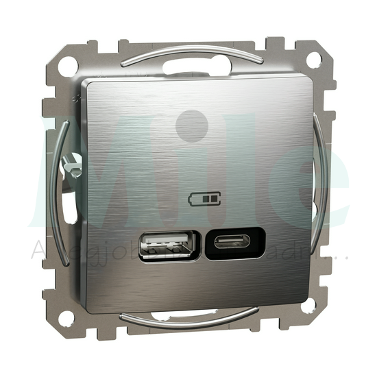 SEDNA Dupla USB töltő A+C 21W szálcsiszolt alumínium