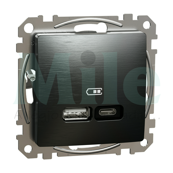 SEDNA Dupla USB töltő A+C 21W szálcsiszolt titánium