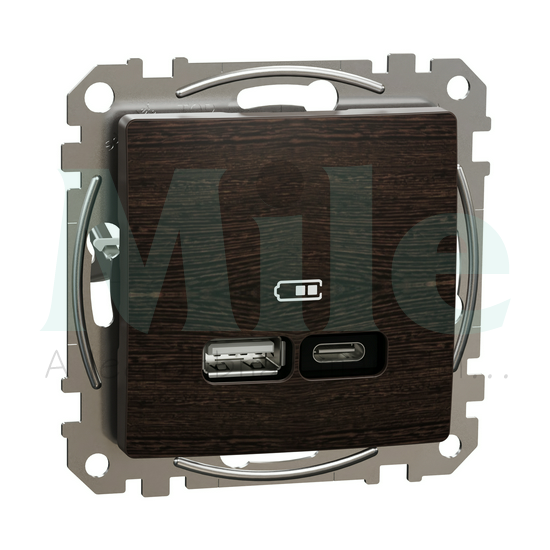 SEDNA Dupla USB töltő A+C 21W wenge