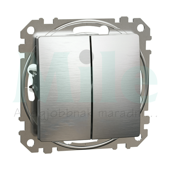 SEDNA Kettős váltókapcsoló rugós bekötés 10AX 106+6 szálcsiszolt alumínium