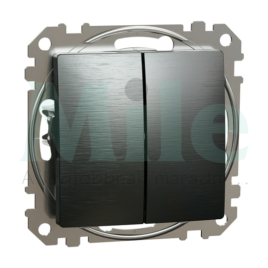 SEDNA Kettős váltókapcsoló rugós bekötés 10AX 106+6 szálcsiszolt titánium