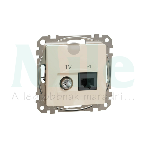 SednaÚj TV 1xKoax 1xRJ45 kezeletlen fényes bézs csavaros Cat6 Schneider
