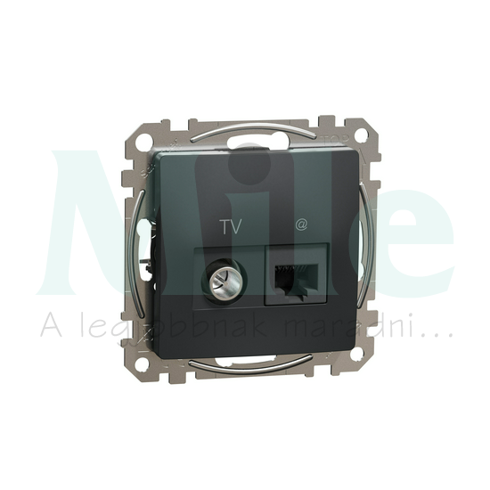 SednaÚj TV 1xKoax 1xRJ45 lakkozott matt antracit csavaros Cat6 Schneider
