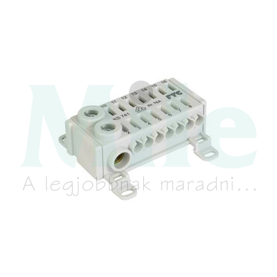 Sorkapocs elosztóblokk 75A 2x25csavaros+14x4mm2rugós szürke 1P 25mm2/ KS741 FTG