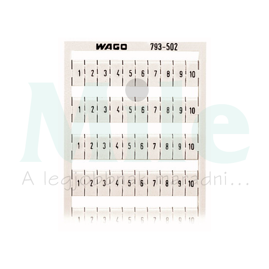 Sorkapocsjelölő lap 1-10 vízszintes fehér 5mm-modultáv WAGO
