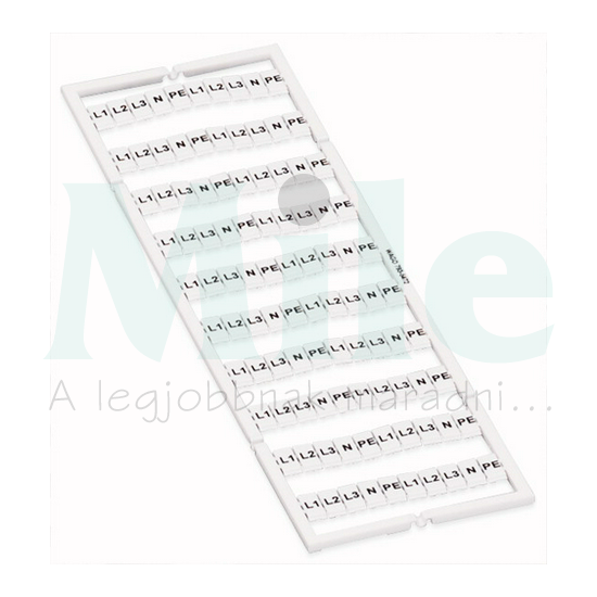 Sorkapocsjelölő lap L1,L2,L3,N,PE,L1,L2,L3,N,PE vízszintes fehér 5mm-modultáv WAGO