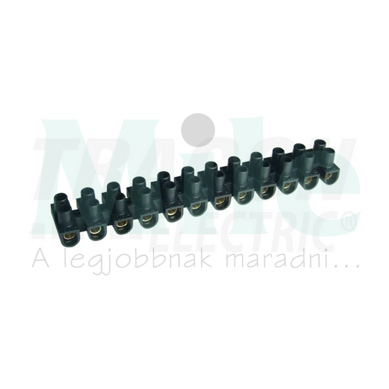 Sorkapocssáv nyomólemezes darabolható flexi 12P 63A 450V termoplaszt 16mm2/sokerű fekete TRACON