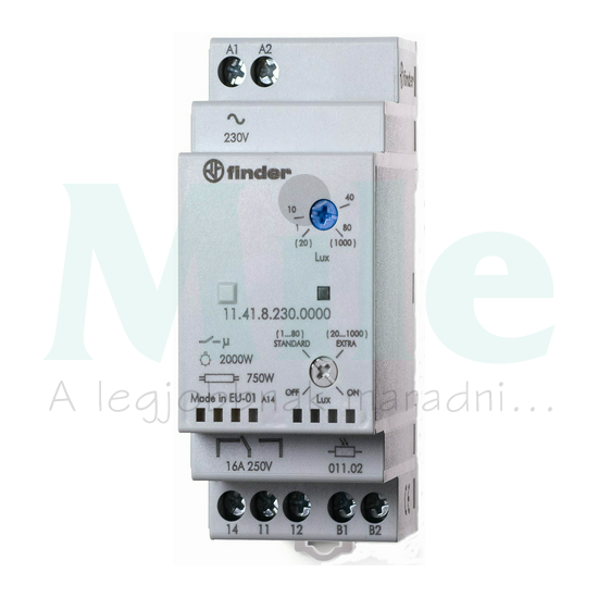 Sorolható alkonykapcsoló érzékelővel 230V 50-60Hz 1-1000lx 2000W/izzó 2M 11.41.8.230.0000 FINDER