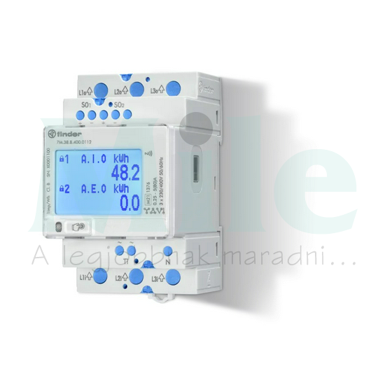 Sorolható fogyasztásmérő 3F LCD MID-hiteles 2xS0 IR NFC 80A direkt 230V 7M.38.8.400.0112 FINDER
