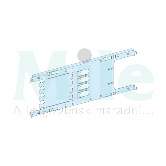 Szerelőlemez vízszintes fix/dug. 4P NS250-hez acél 200mm-ma 650mm-sz Prisma P Schneider