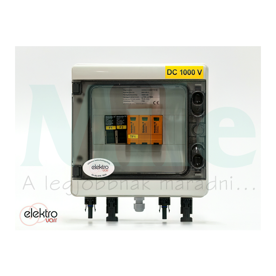 Szolár DC elosztó komplett 1kV 1MPP 1ág II-túlfesz 1x15A/2Pbiztosító MC4 IP65 Elektro-Varr
