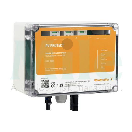 Szolár DC elosztó komplett 1kV 1MPP II-túlfesz 1x2-MC4 1xtömszelence IP67 VPUM1I1SXFXV2O1TXPX10