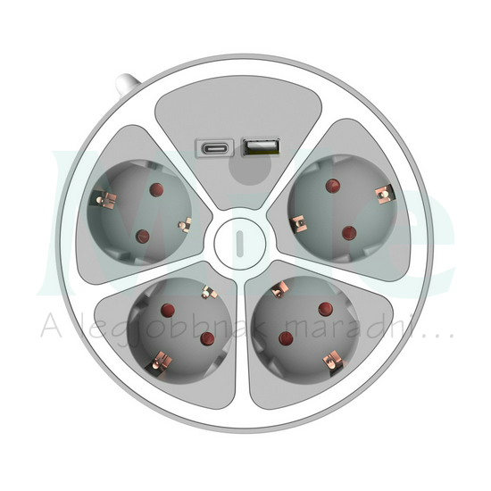 Dugaljsáv kerek design +kapcsoló 1.5mm2 1.4m 4x2P+E/230V 16A fehér IP20 Professional Technik