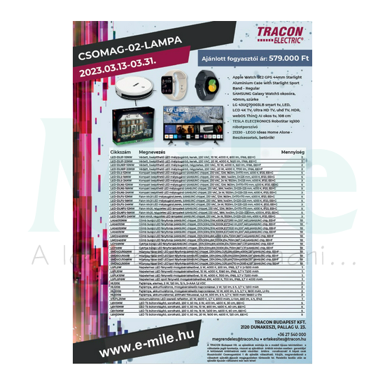 Akciós csomag ´23 lámpa CSOMAG-02-LAMPA TRACON