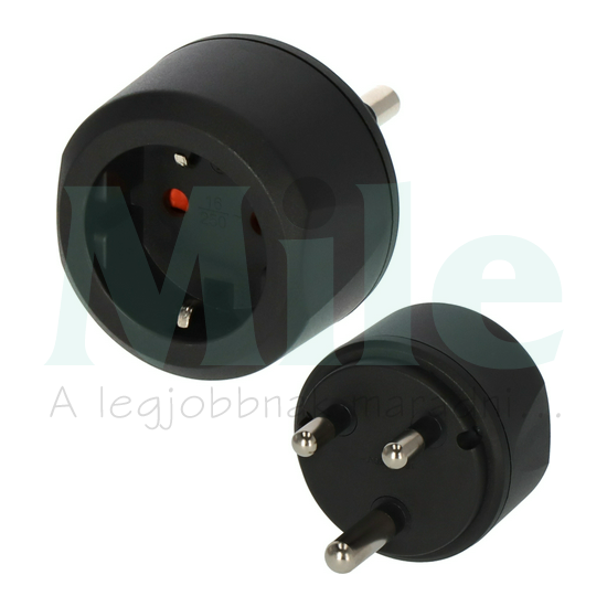 Utazó adapter DIN(F)->IN(D)/ZA(M) fekete 16A 250V (Indiába/Dél-Afrikába) BRENNENSTUHL LECTRA