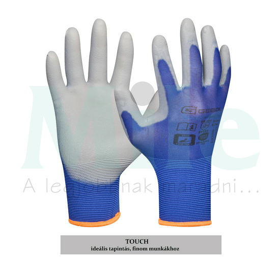 Védőkesztyű varrásmentes pár 5-ujjas 6/ XS-méret PU-bevonat kék Nano Flex Pro GEBOL