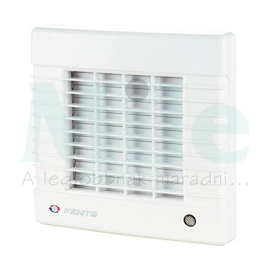 Ventilátor időzítő páraérzékelő aut.zsalu IP24 100mm csőre 98m3/h axiál 2300 1/min 100 MATH VENTS