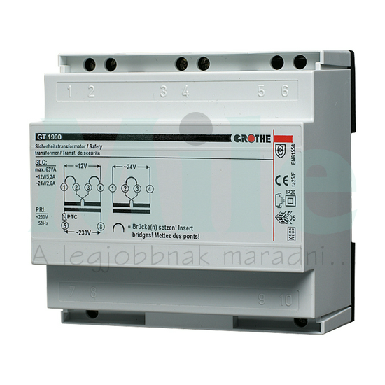 Biztonsági transzformátor 1F 63VA sorolható GT 1990 GROTHE
