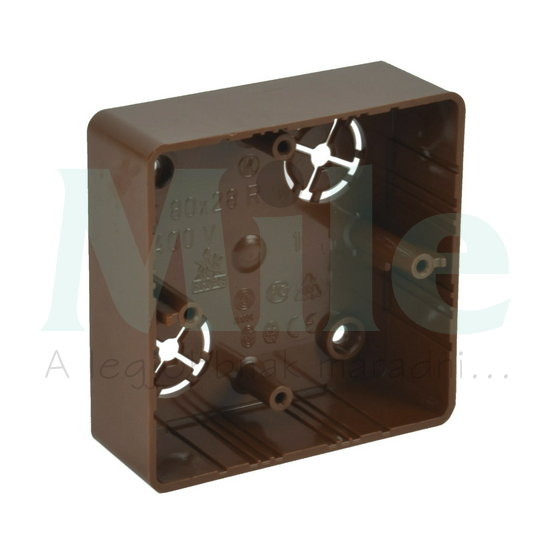 Vezetékcsatorna elosztódoboz sötét tölgy műanyag 81mm x 81mm x 28mm 4mm2-vezetőhöz(max.) LK KOPOS
