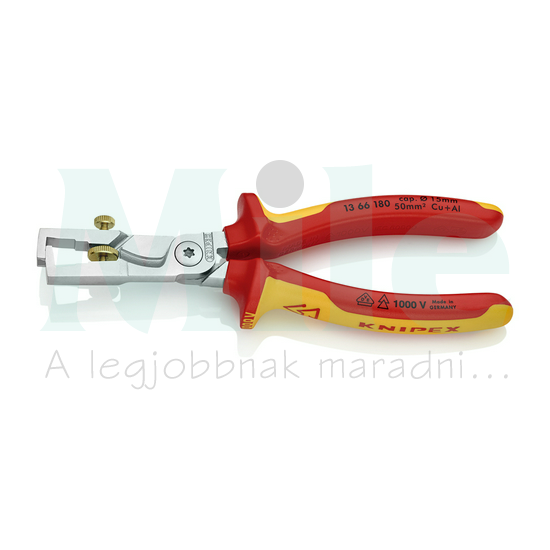 Vezetékcsupaszító fogó kábbelvágóval 0-5mm 0-10mm2 16mm-benyúlás körvágó  érvágóval 1000V KNIPEX