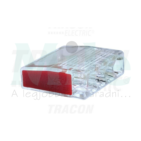 Vezetékösszekötő átlátszó 4-pólus 0,5-2,7mm2 24A 450V piros TRACON