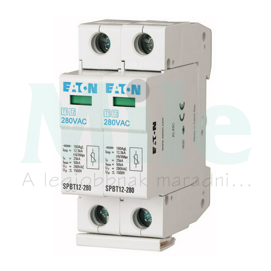 Villámáram-levezető kombi készlet 2P T1+T2 TN 280V/AC 2M 12.5kA-imp(10/350) SPBT12-280/2 EATON
