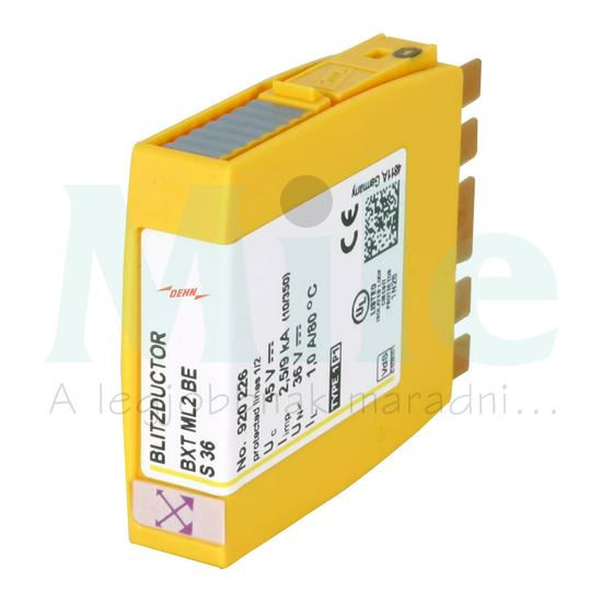Villámáram-levezető kombinált BLITZDUCTOR XT LifeCheck-kel 31V/AC 45V/DC 20kA 9kA-imp(10/350) 56V-ér/föld 112V-ér/ér BXT ML2 BE S 36 DEHN
