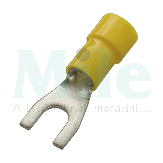 Villás saru DIN 46237 4-6,0mm2 4M/csavar villás-alakú PVC sárga réz ónozott SV4 Haupa